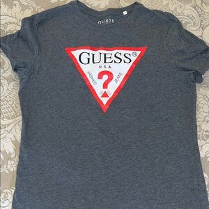 Guess Gray Tee with Red & White Triangle Logo